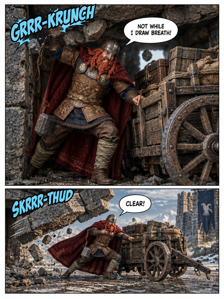🔨 Viking Thor ⚡️ Breaching the Citadel Gate 💬 Comic Story part 3 (page 2 of 4)