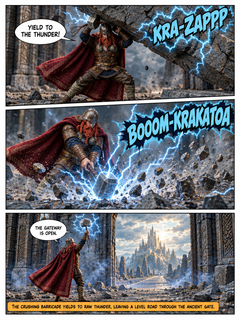 🔨 Viking Thor ⚡️ Breaching the Citadel Gate 💬 Comic Story part 3 (page 3 of 4)