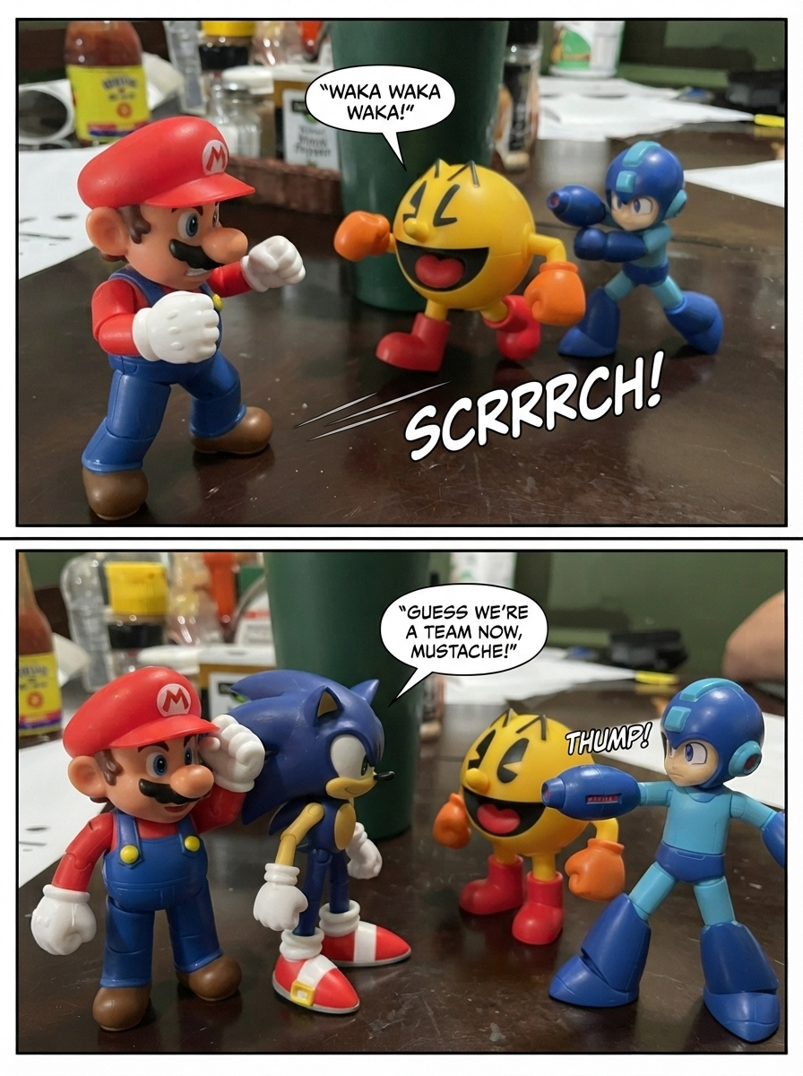 Mii Sonic and Mario vs Pac-Man and Mega Man (page 2 of 4)