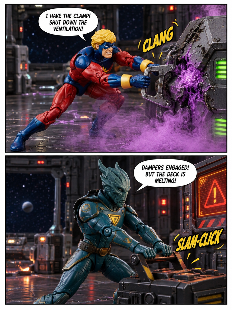 Captain Marvel  - Breach at the Orbital Bay - Comic Story  ; part 4 (page 2 of 4)