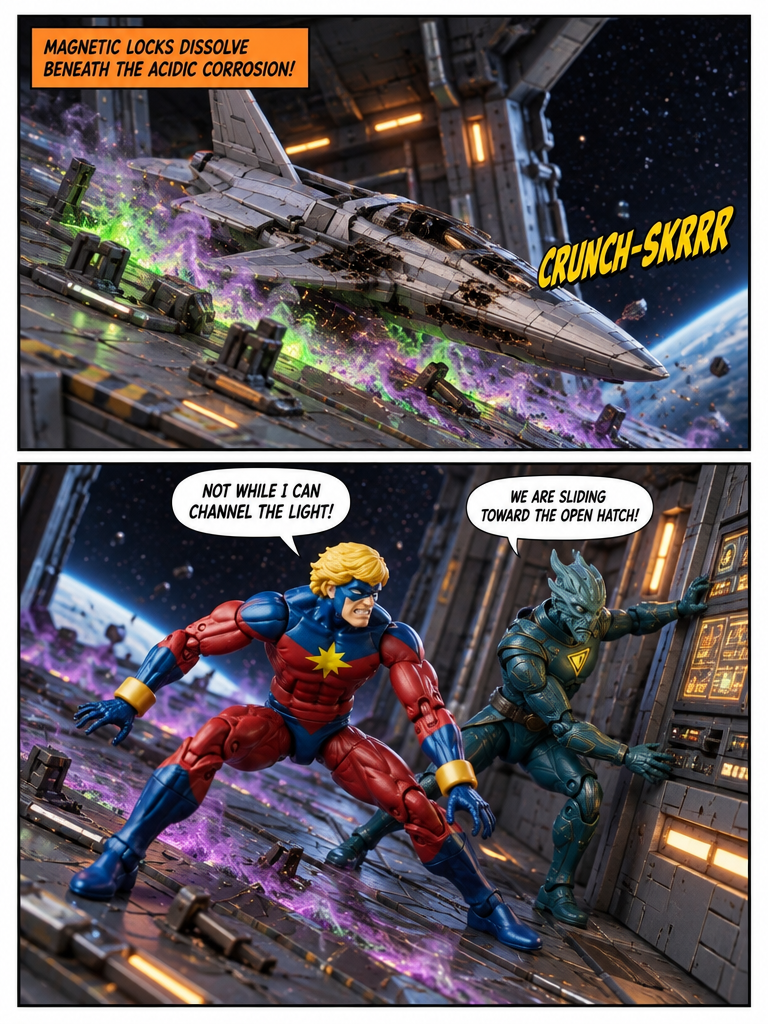 Captain Marvel  - Breach at the Orbital Bay - Comic Story  ; part 4 (page 3 of 4)