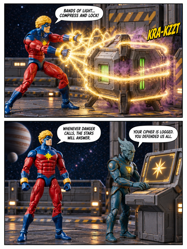 Captain Marvel  - Breach at the Orbital Bay - Comic Story  ; part 4 (page 4 of 4)