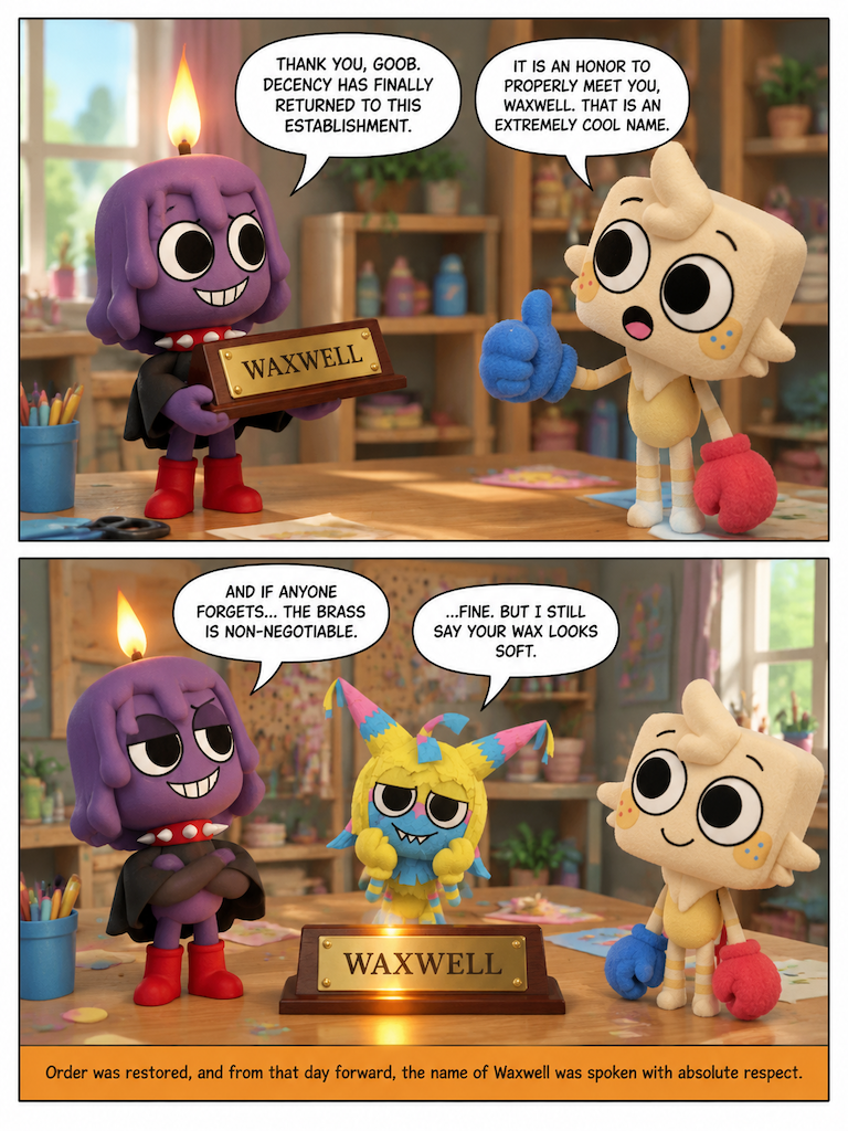 His name is Waxwell, not Pompom (page 4 of 4)