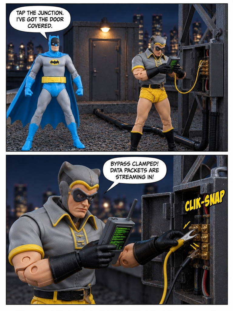 Batman vs Nite Owl  -  Tracing the Hardwire 💬Comic Story ;part 6 (page 2 of 4)