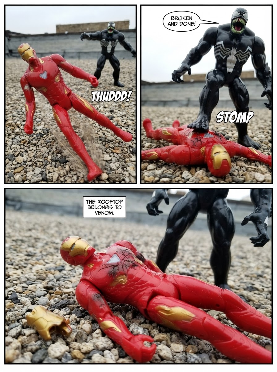 Venom vs Iron man, rooftop showdown comic! (page 4 of 4)