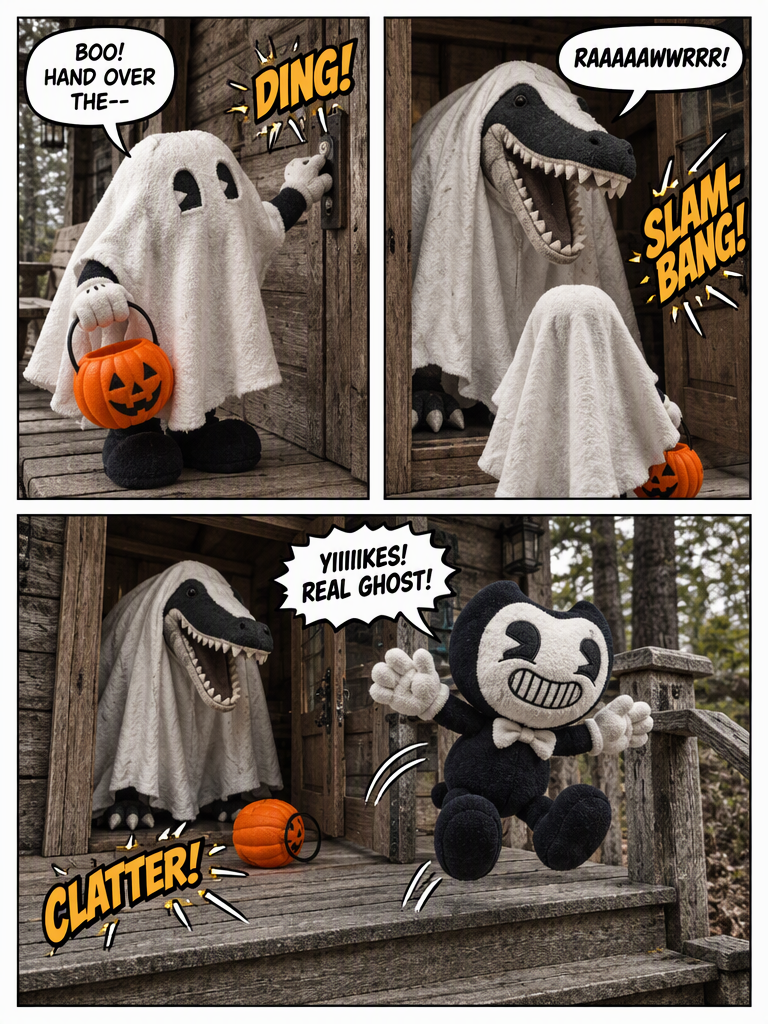 haunted hijinx  (bendy and the ink machine cartoon but in nauk nauk) (page 3 of 4)