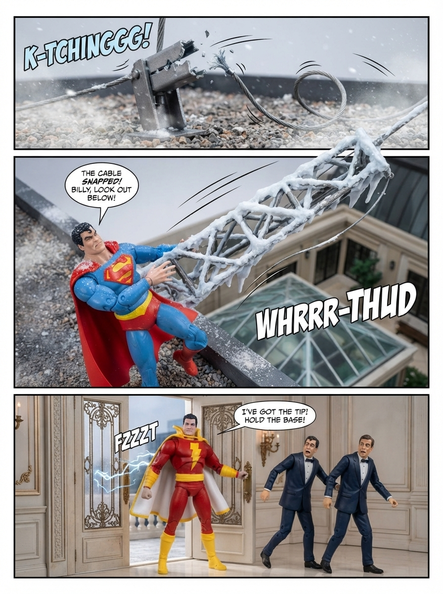Superman Vs Shazam: 🦸‍♂️💪🏼 Rooftop Steel 💬 Comic Story;  part 5 (page 3 of 4)