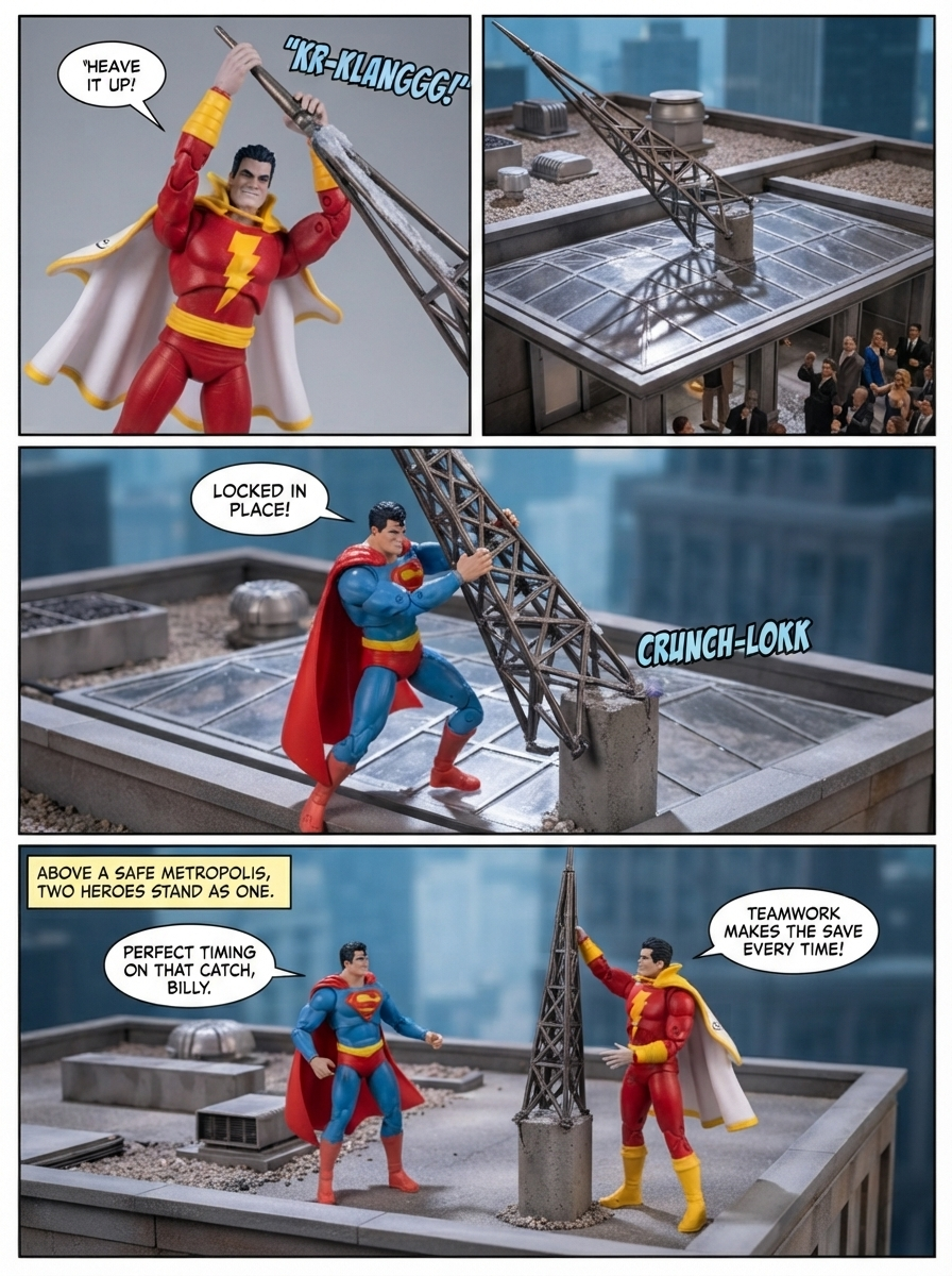 Superman Vs Shazam: 🦸‍♂️💪🏼 Rooftop Steel 💬 Comic Story;  part 5 (page 4 of 4)