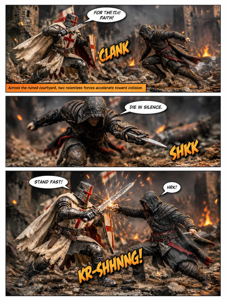 crusader vs assassin - Clash of Steel and Shadow (page 1 of 4)