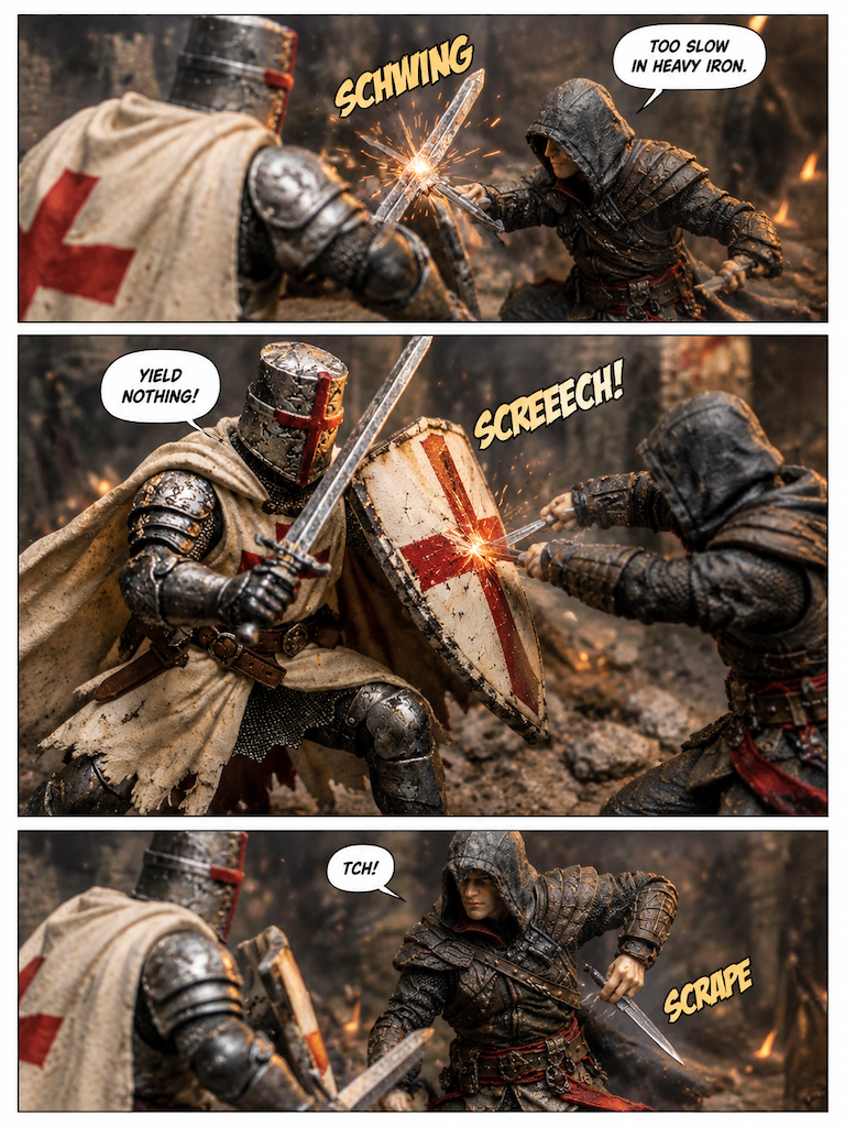 crusader vs assassin - Clash of Steel and Shadow (page 2 of 4)
