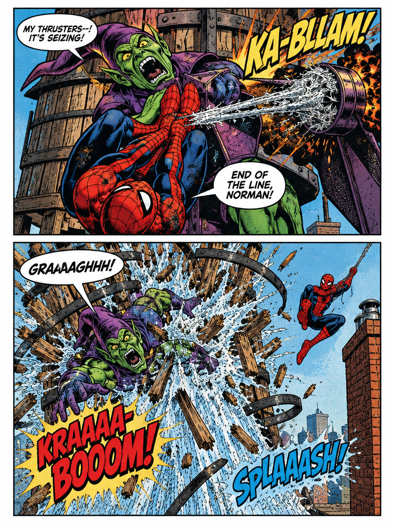 (first comic) "clash above the rooftops' (page 3 of 4)