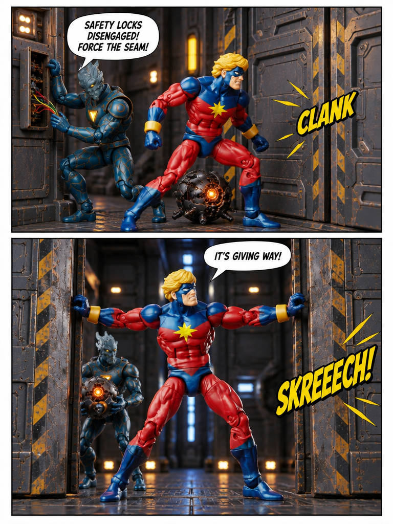 Captain Marvel  - Breaching the Battery Corridors - Comic Story  ; part 7 (page 2 of 4)