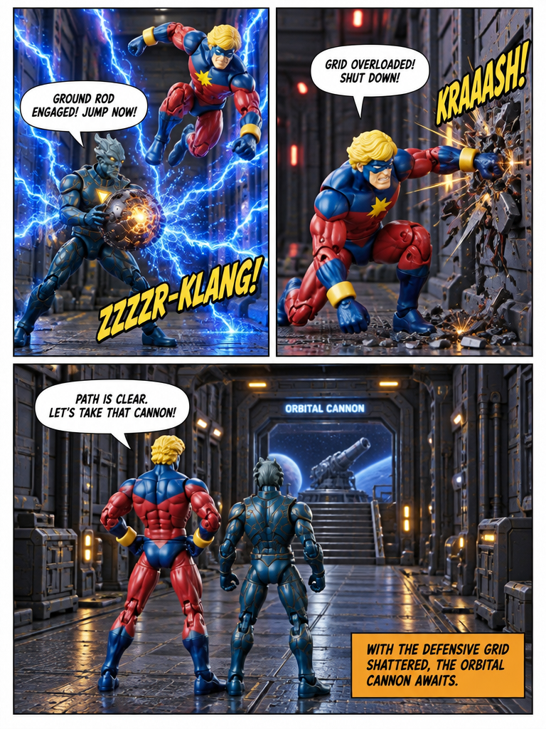 Captain Marvel  - Breaching the Battery Corridors - Comic Story  ; part 7 (page 4 of 4)