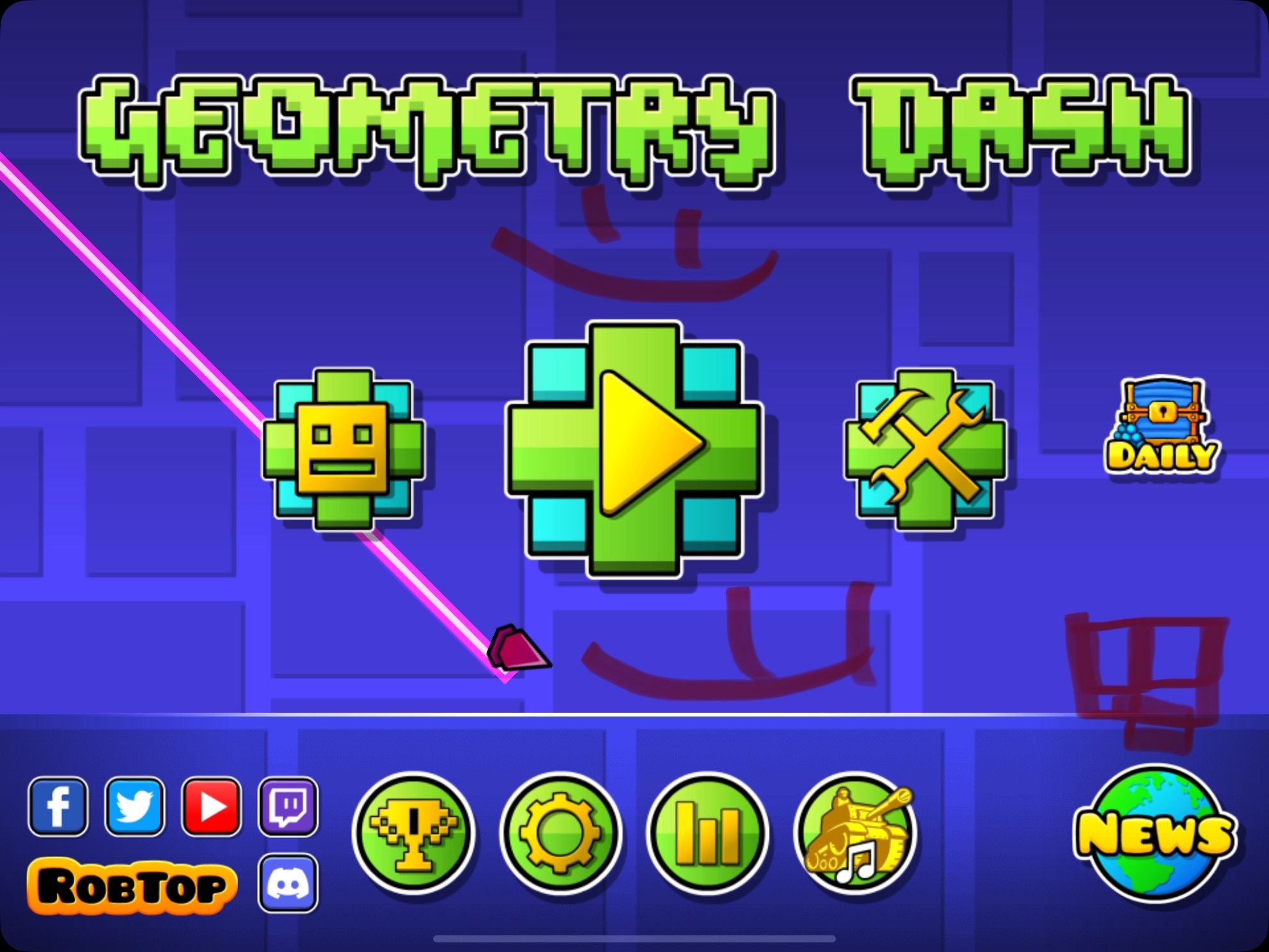 Geometry Dash, you can download it on App Store a.k.a. it was from 2013 (page 8 of 8)