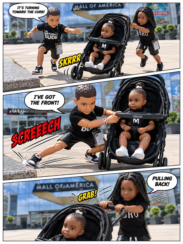 “Dude and Bro” Lani Mami’s Runaway Stroller Rescue (TM) (page 3 of 4)