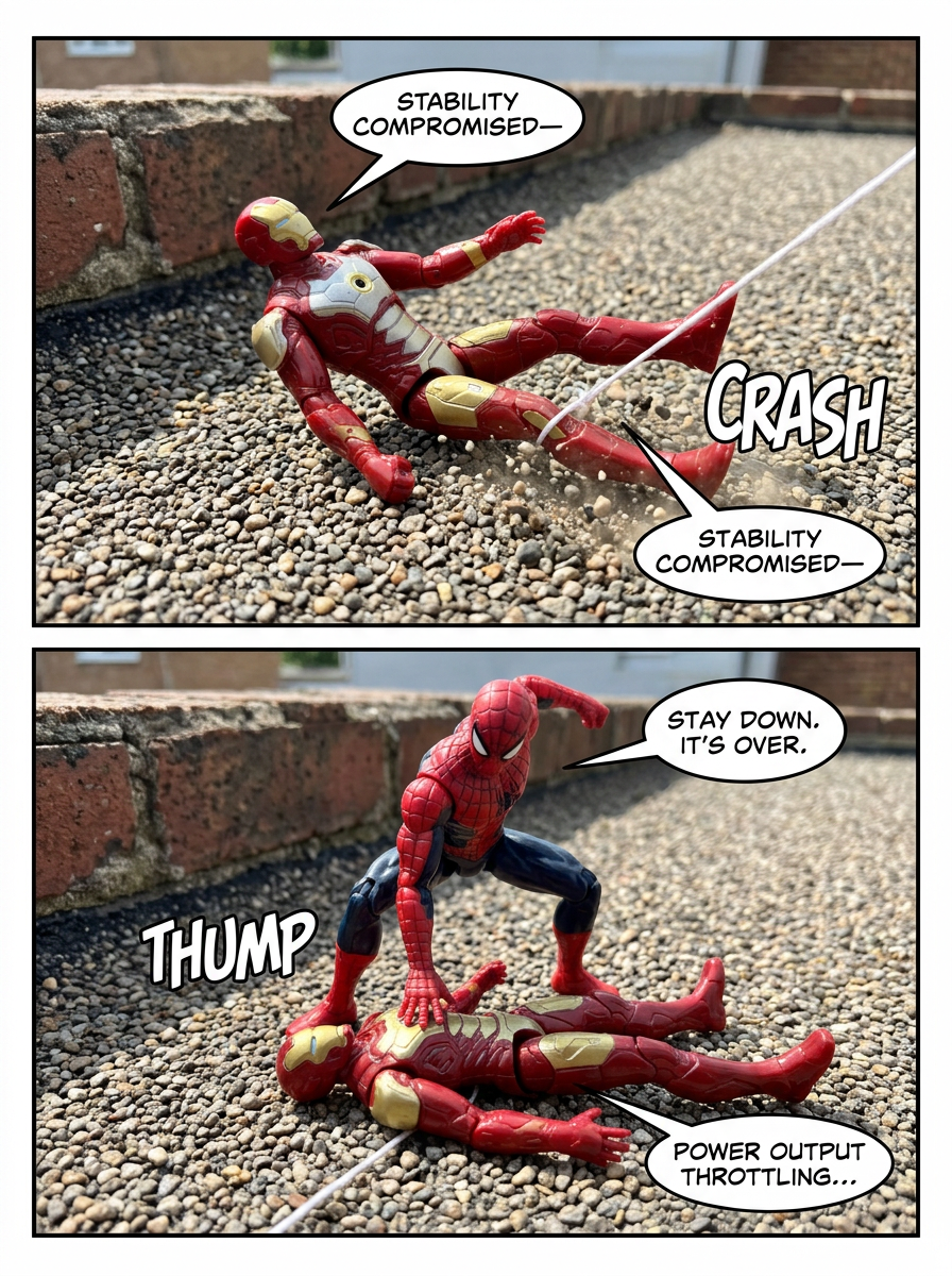 Rooftop Standoff of spider man and Iron man (page 3 of 4)