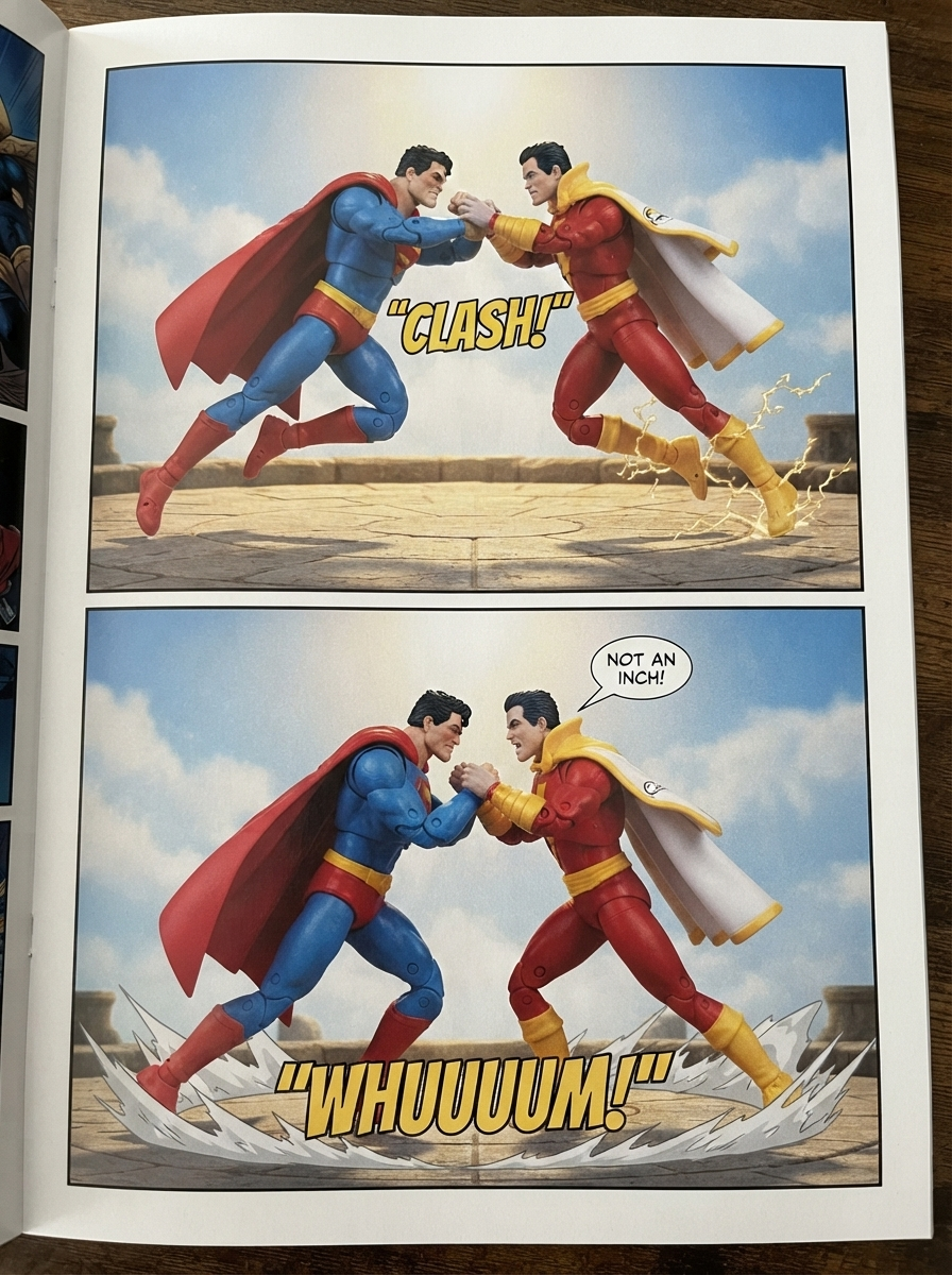 Superman Vs Shazam: 🦸‍♂️💪🏼 Clash of Might and Magic 💬 Comic Story;  part 1 (page 2 of 4)