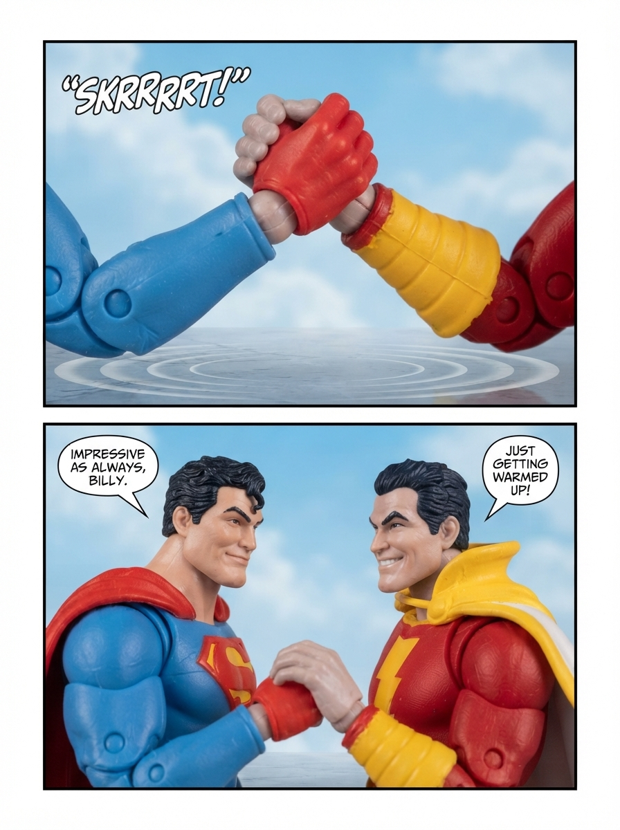 Superman Vs Shazam: 🦸‍♂️💪🏼 Clash of Might and Magic 💬 Comic Story;  part 1 (page 3 of 4)
